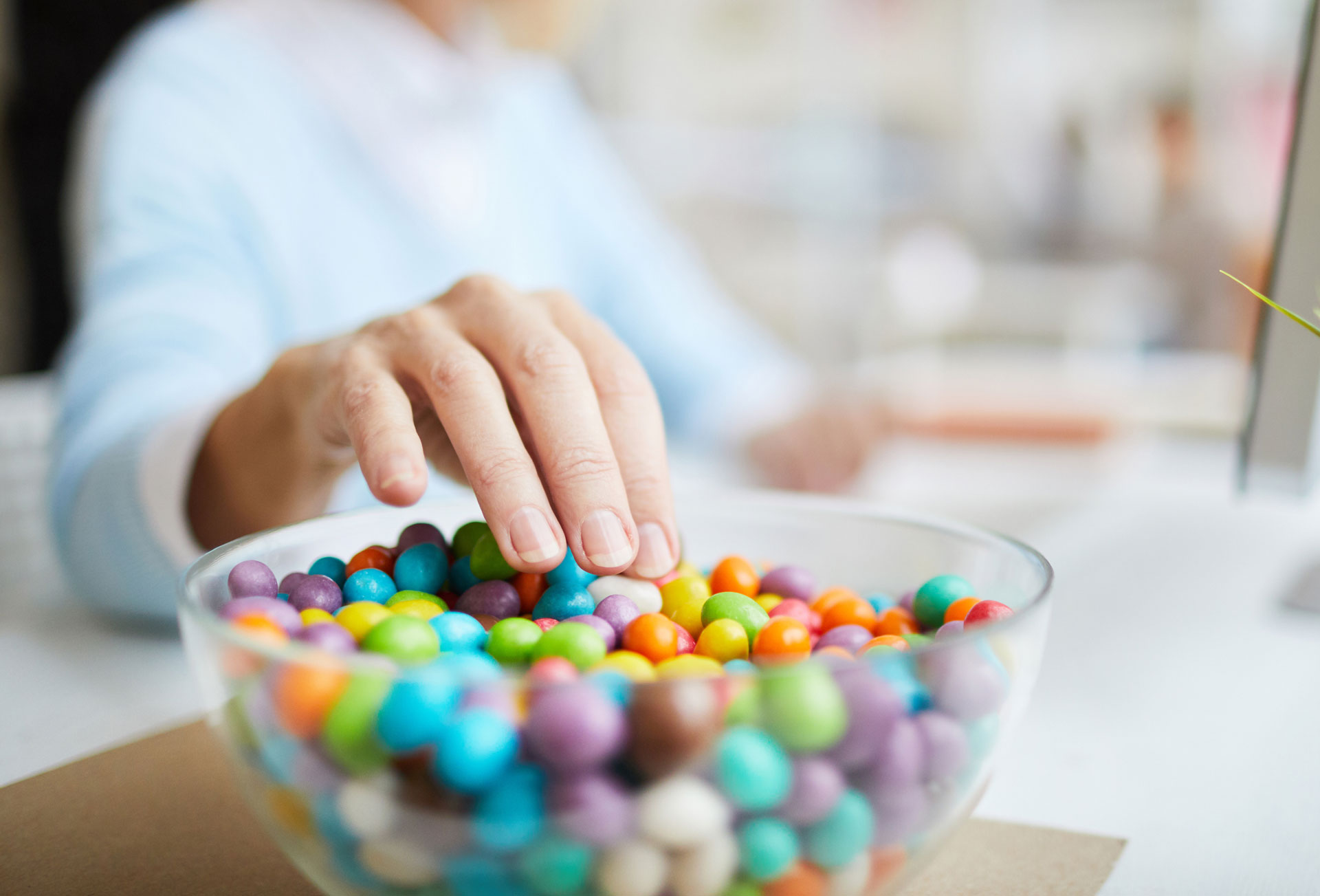 Eating sweets at work